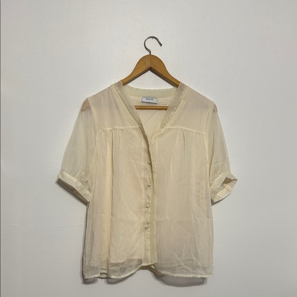 Rihoas Cream Pearl Button-Up Lux Blouse - Picture 1 of 12